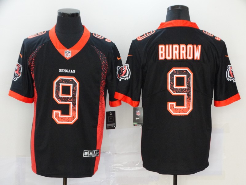 Men's Cincinnati Bengals #9 Joe Burrow Black Drift Fashion Color Rush Limited Stitched Jersey